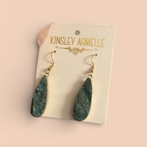 Kinsley Armelle hunter green druzy Stone Dangle Earrings